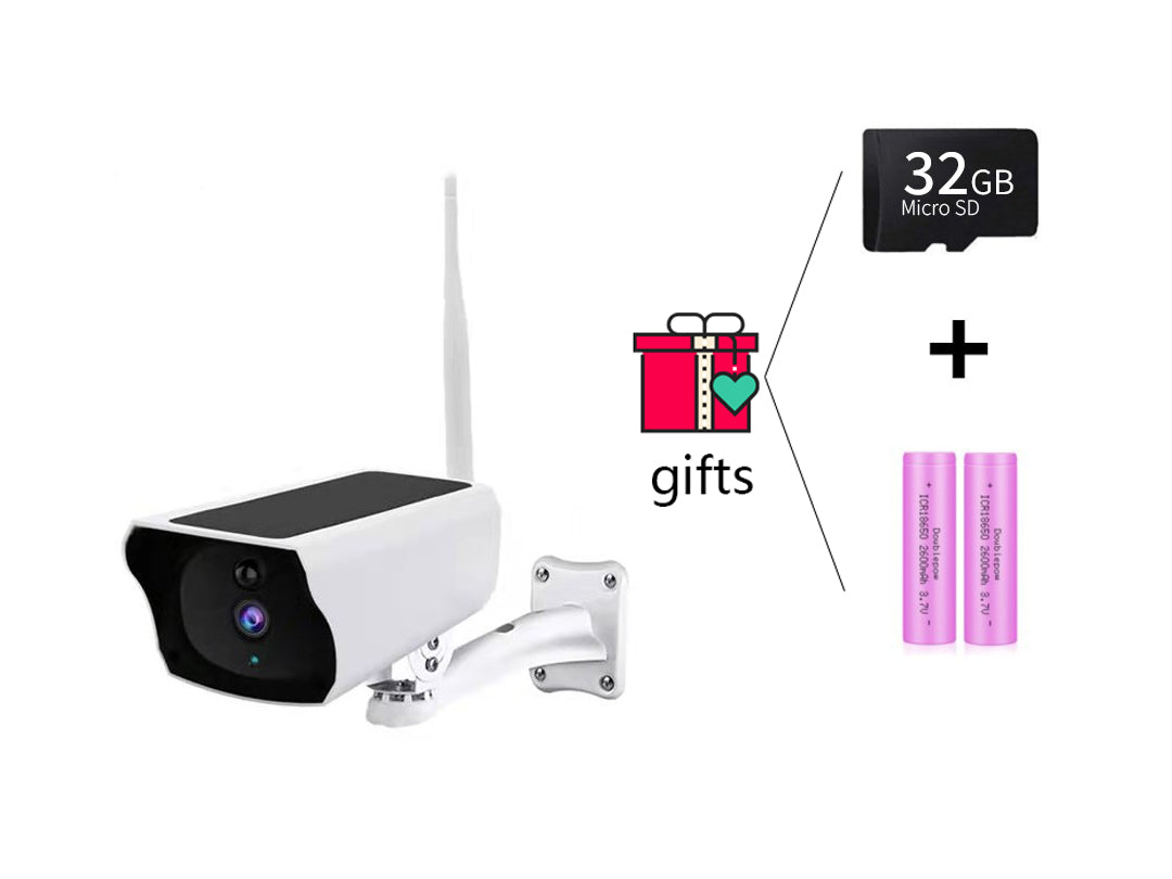 BDI Security Wi-Fi Camera with Solar & Battery Powered & Full HD Outdoor/Indoor CCTV Pack(Include Batteries and 32G SD Card)