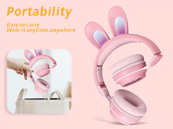 BDI Rainbow Rabbit Luminous Wireless 5.0 Headphone - Pink