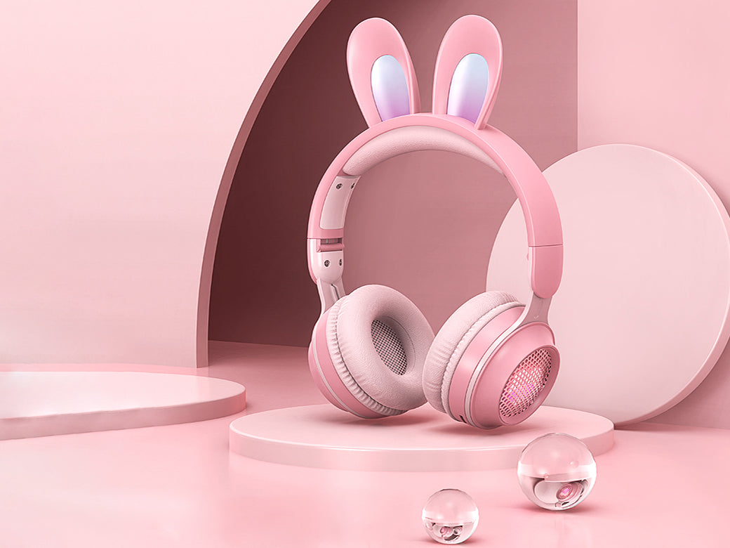 BDI Rainbow Rabbit Luminous Wireless 5.0 Headphone Pink BDI