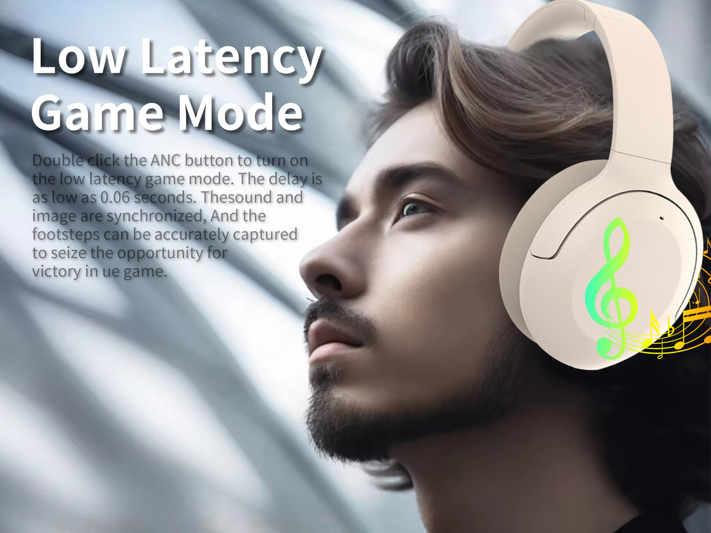 ANC Active Noise Canceling Bluetooth Headphones Headset